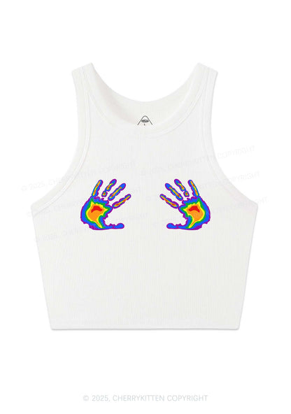 Pride Thermal Hands Y2K Crop Tank Top Cherrykitten