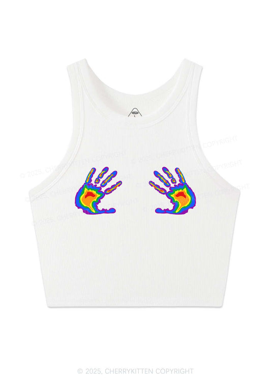 Pride Thermal Hands Y2K Crop Tank Top Cherrykitten