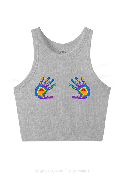 Pride Thermal Hands Y2K Crop Tank Top Cherrykitten