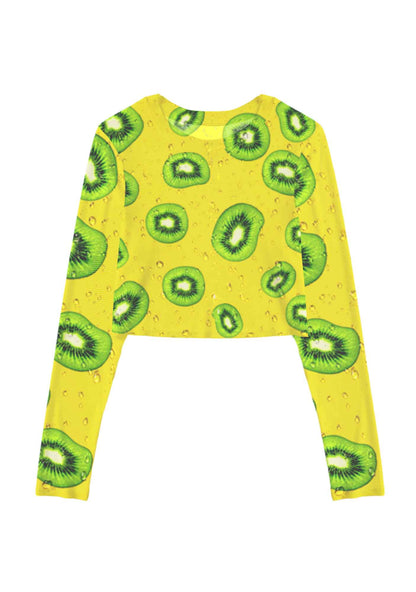 Yellow Kiwi Y2K Mesh Long Sleeve Crop Top Cherrykitten