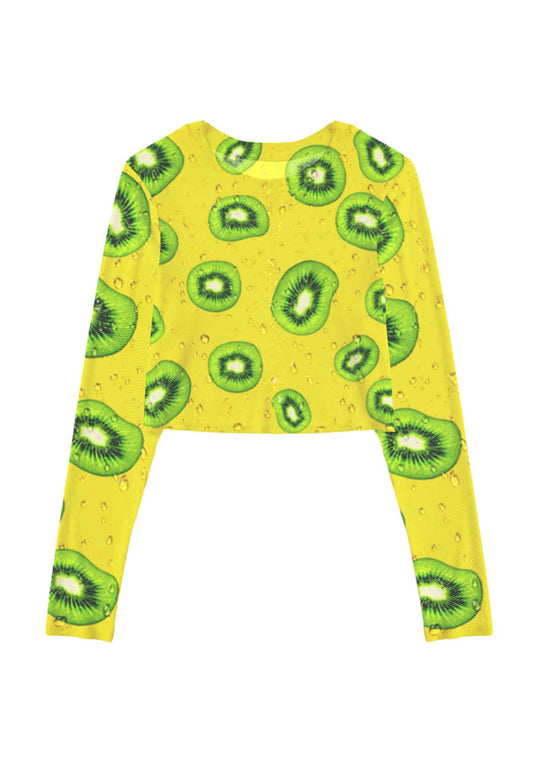 Yellow Kiwi Y2K Mesh Long Sleeve Crop Top Cherrykitten