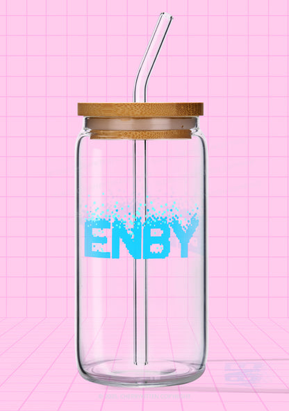 ENBY Pride Y2K Printed Glass Cup Cherrykitten