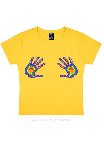 Pride Thermal Hands Y2K Baby Tee Cherrykitten