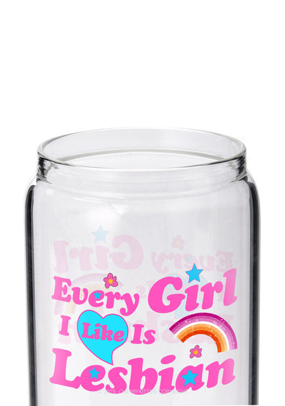 I Like Lesbian Girl Pride Y2K Printed Glass Cup Cherrykitten
