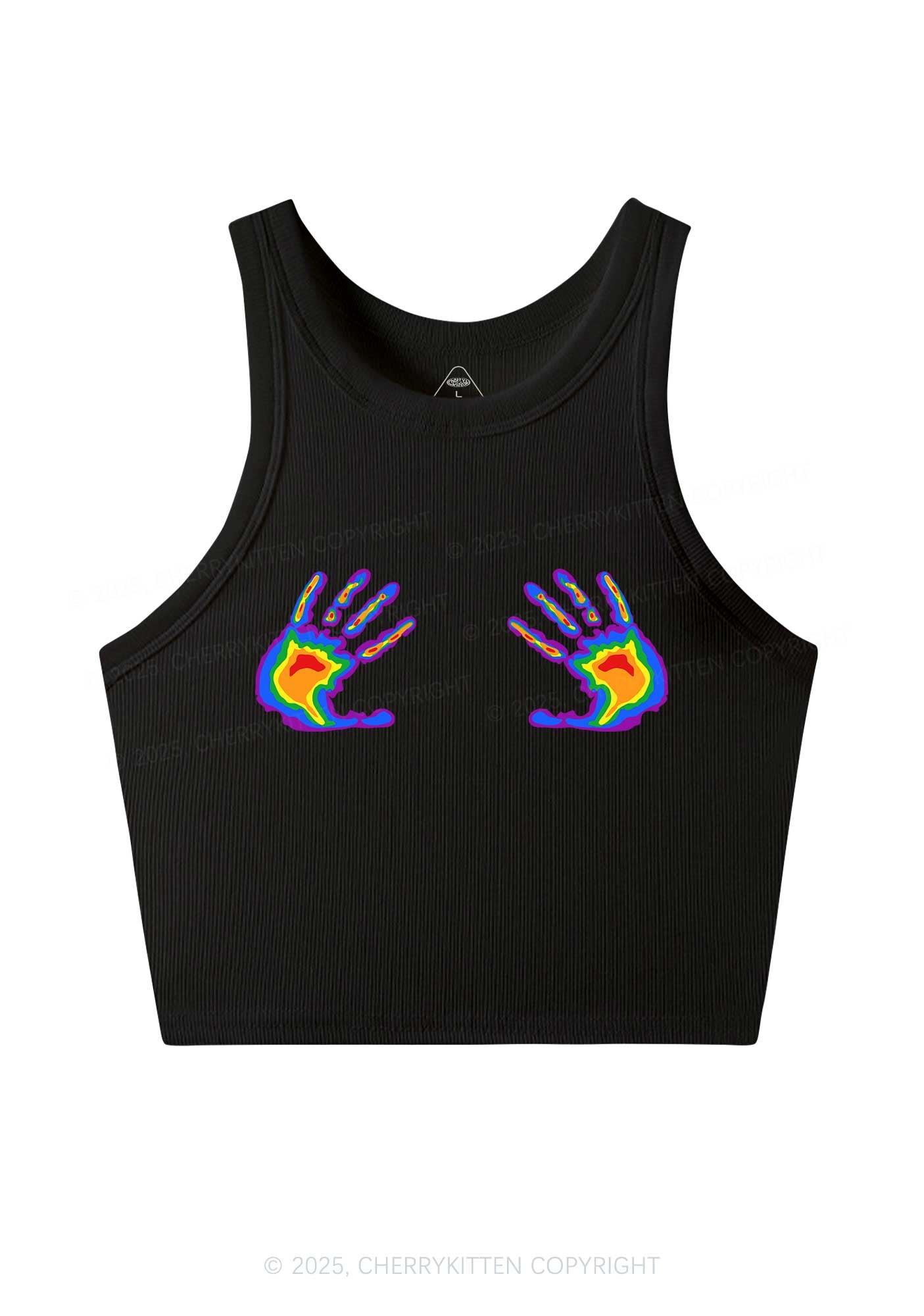 Pride Thermal Hands Y2K Crop Tank Top Cherrykitten