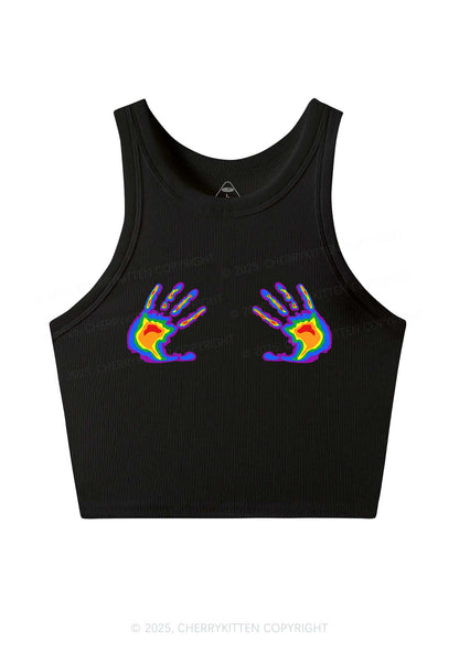 Pride Thermal Hands Y2K Crop Tank Top Cherrykitten