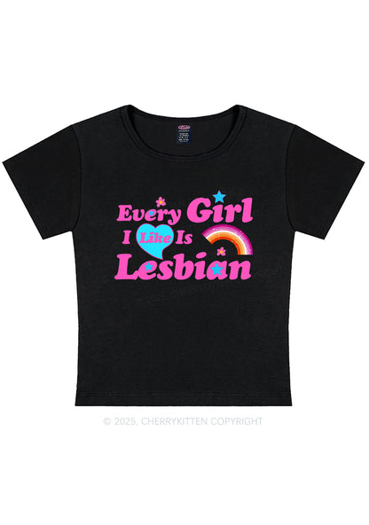 I Like Lesbian Girl Pride Y2K Baby Tee Cherrykitten