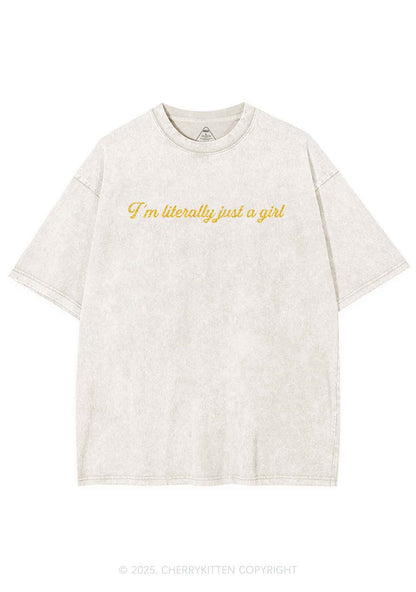 Glitter Literally Just A Girl Y2K Shirts Washed Tee Cherrykitten