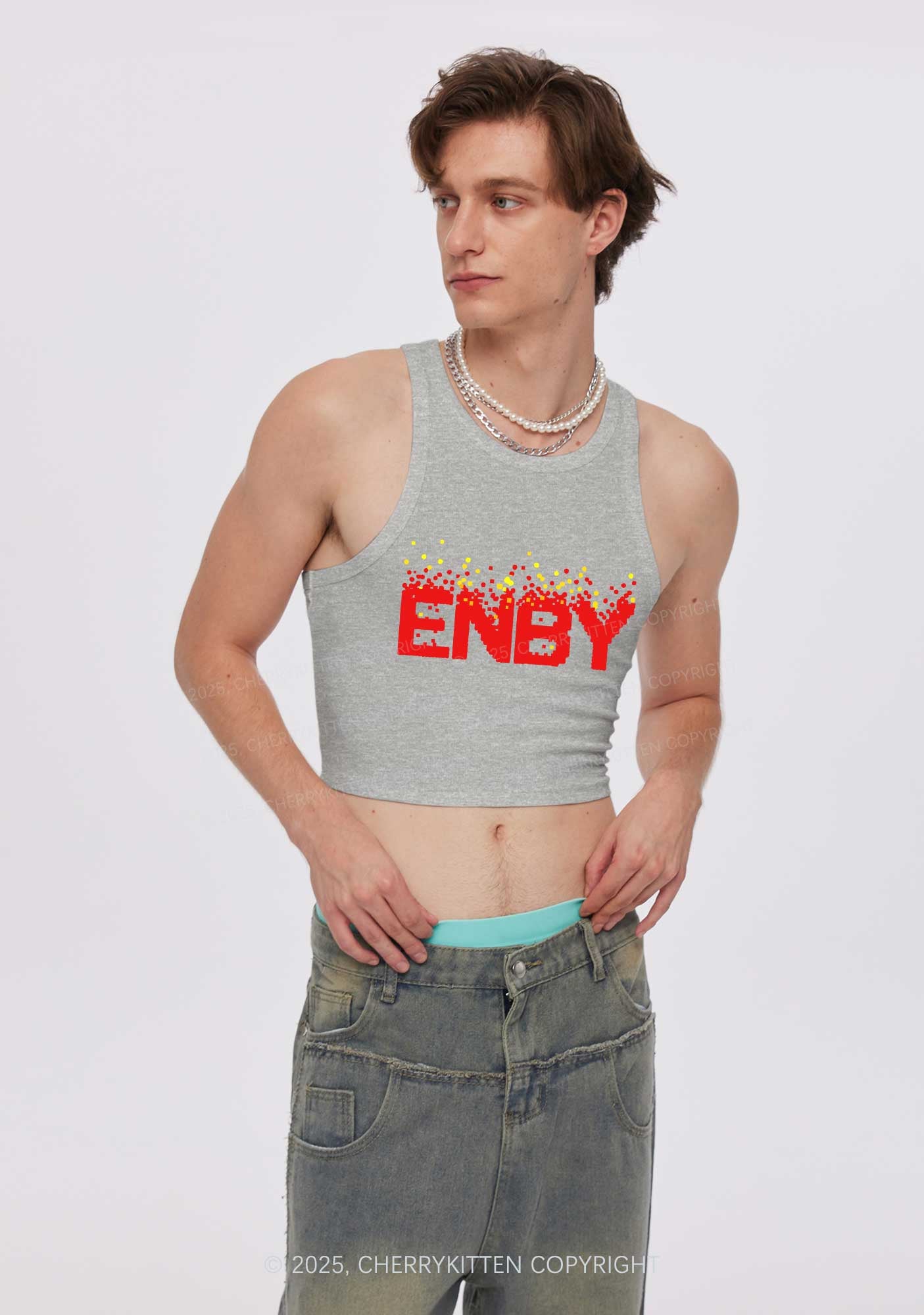 ENBY Pride Y2K Crop Tank Top Cherrykitten