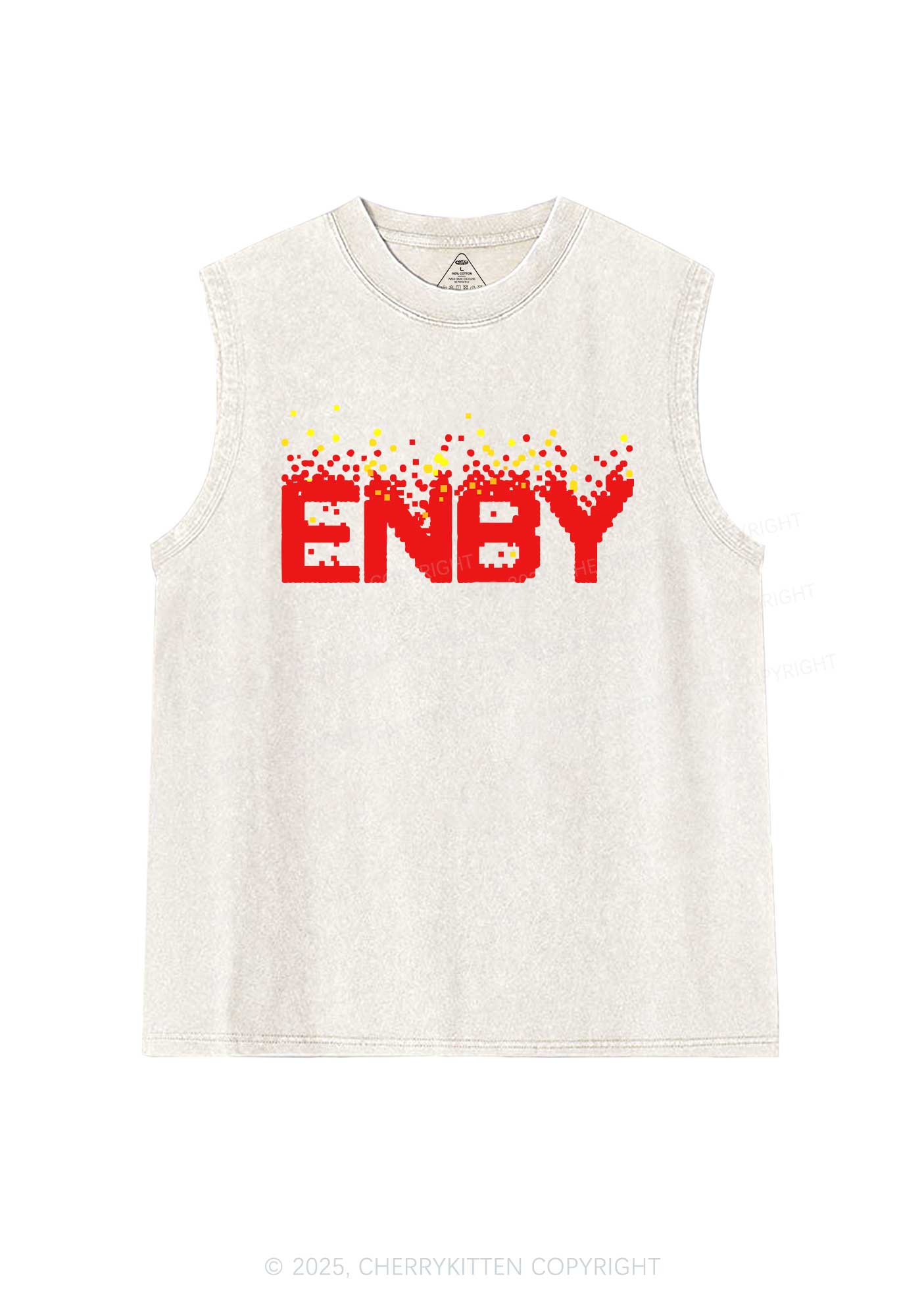 ENBY Pride Y2K Washed Muscle Tank Cherrykitten
