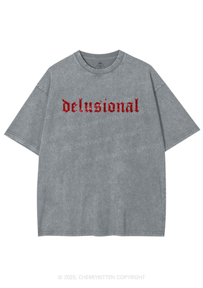 Glitter Delusional Y2K Shirts Washed Tee Cherrykitten