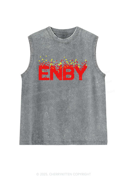 ENBY Pride Y2K Washed Muscle Tank Cherrykitten