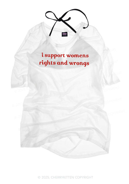 I Support Women Y2K Sheer Boyfriend Tee Cherrykitten