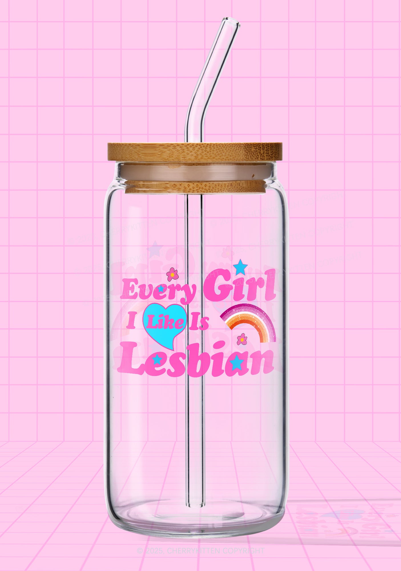 I Like Lesbian Girl Pride Y2K Printed Glass Cup Cherrykitten