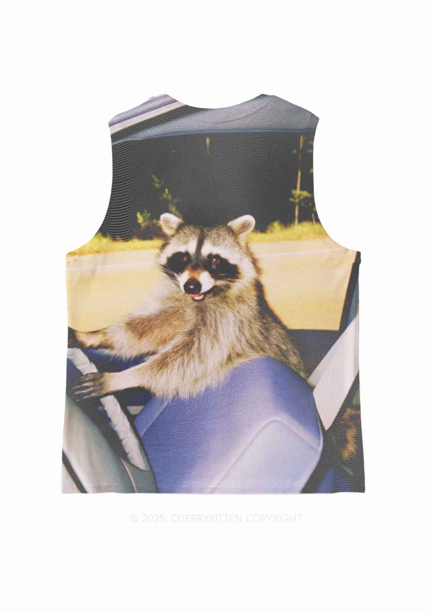 Raccoon Driver Y2K Mesh Muscle Tank Cherrykitten