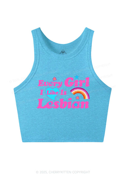 I Like Lesbian Girl Pride Y2K Crop Tank Top Cherrykitten
