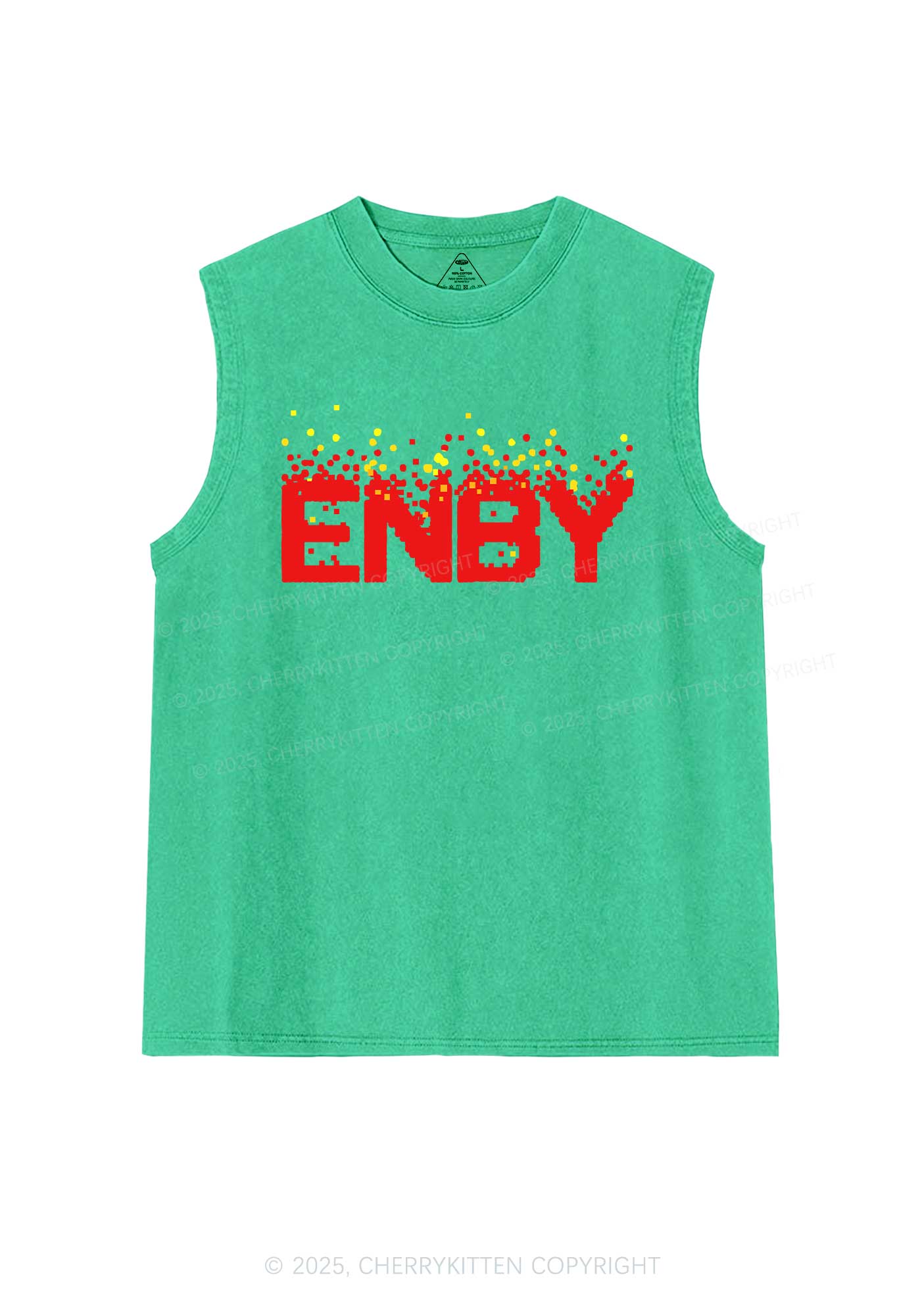 ENBY Pride Y2K Washed Muscle Tank Cherrykitten