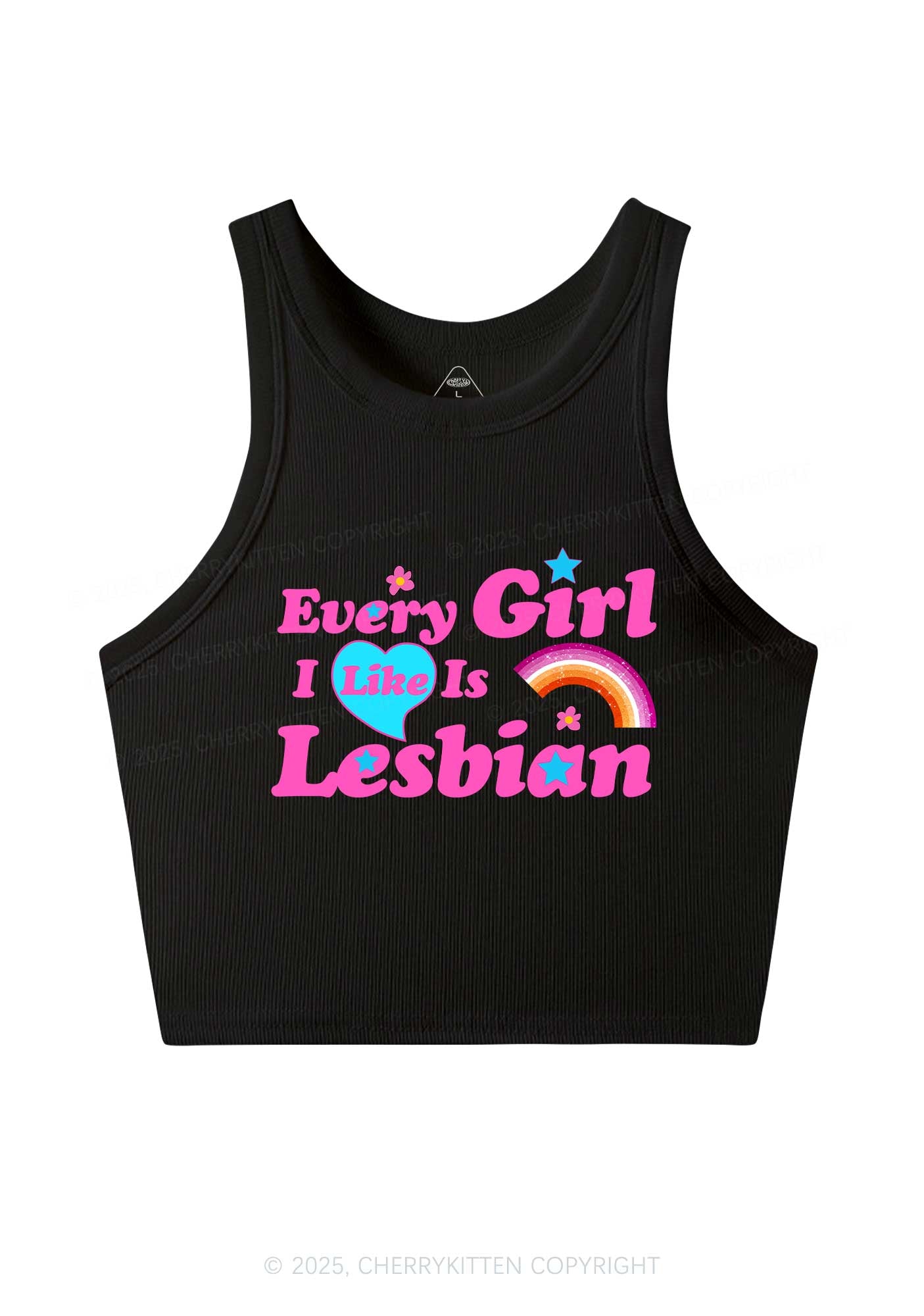 I Like Lesbian Girl Pride Y2K Crop Tank Top Cherrykitten