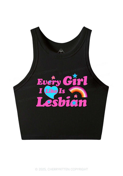 I Like Lesbian Girl Pride Y2K Crop Tank Top Cherrykitten