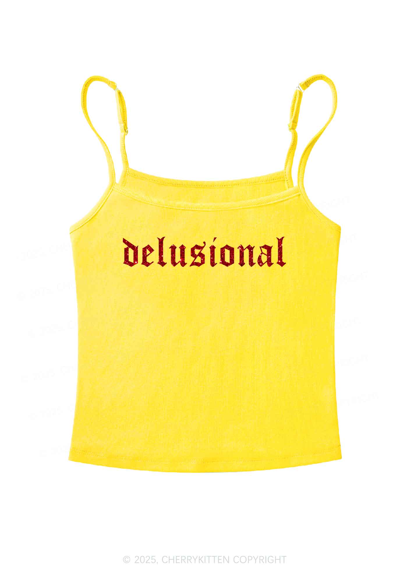 Glitter Delusional Y2K Spaghetti Strap Cami Cherrykitten