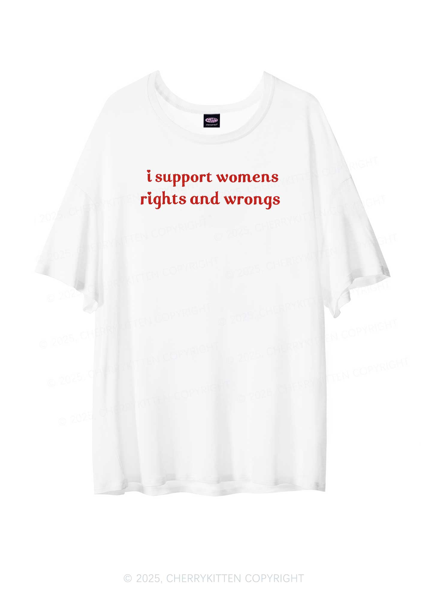 I Support Women Y2K Sheer Boyfriend Tee Cherrykitten