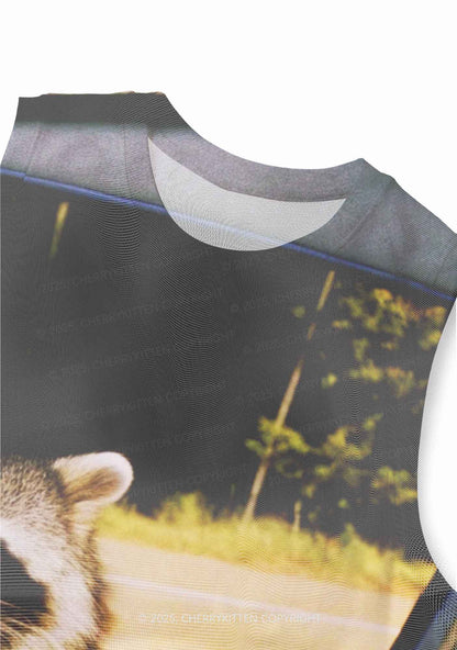 Raccoon Driver Y2K Mesh Muscle Tank Cherrykitten