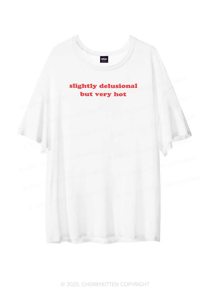 Slightly Delusional But Very Hot Y2K Sheer Boyfriend Tee Cherrykitten