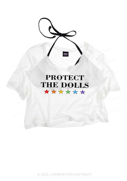 Protect The Dolls Pride Y2K Sheer Crop Tee Cherrykitten