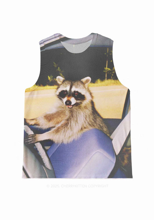 Raccoon Driver Y2K Mesh Muscle Tank Cherrykitten