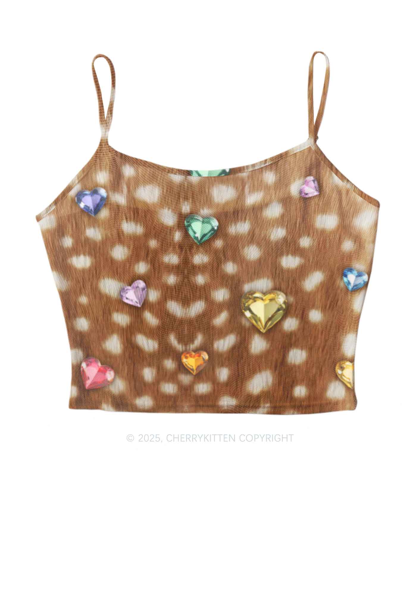 Leopard With Gems Y2K Mesh Cami Tank Cherrykitten