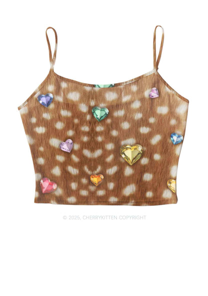 Leopard With Gems Y2K Mesh Cami Tank Cherrykitten