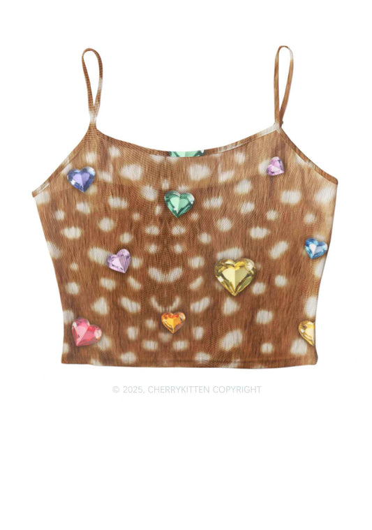 Leopard With Gems Y2K Mesh Cami Tank Cherrykitten
