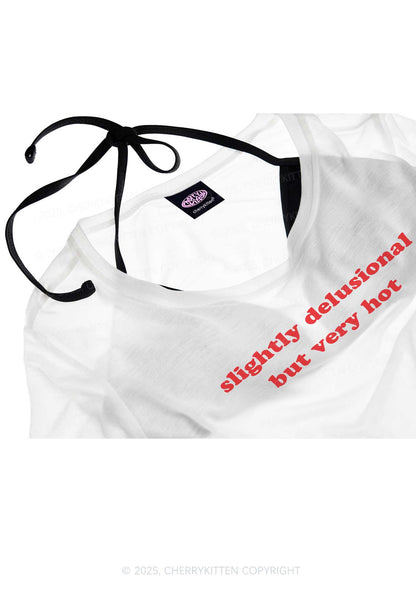 Slightly Delusional But Very Hot Y2K Sheer Crop Tee Cherrykitten