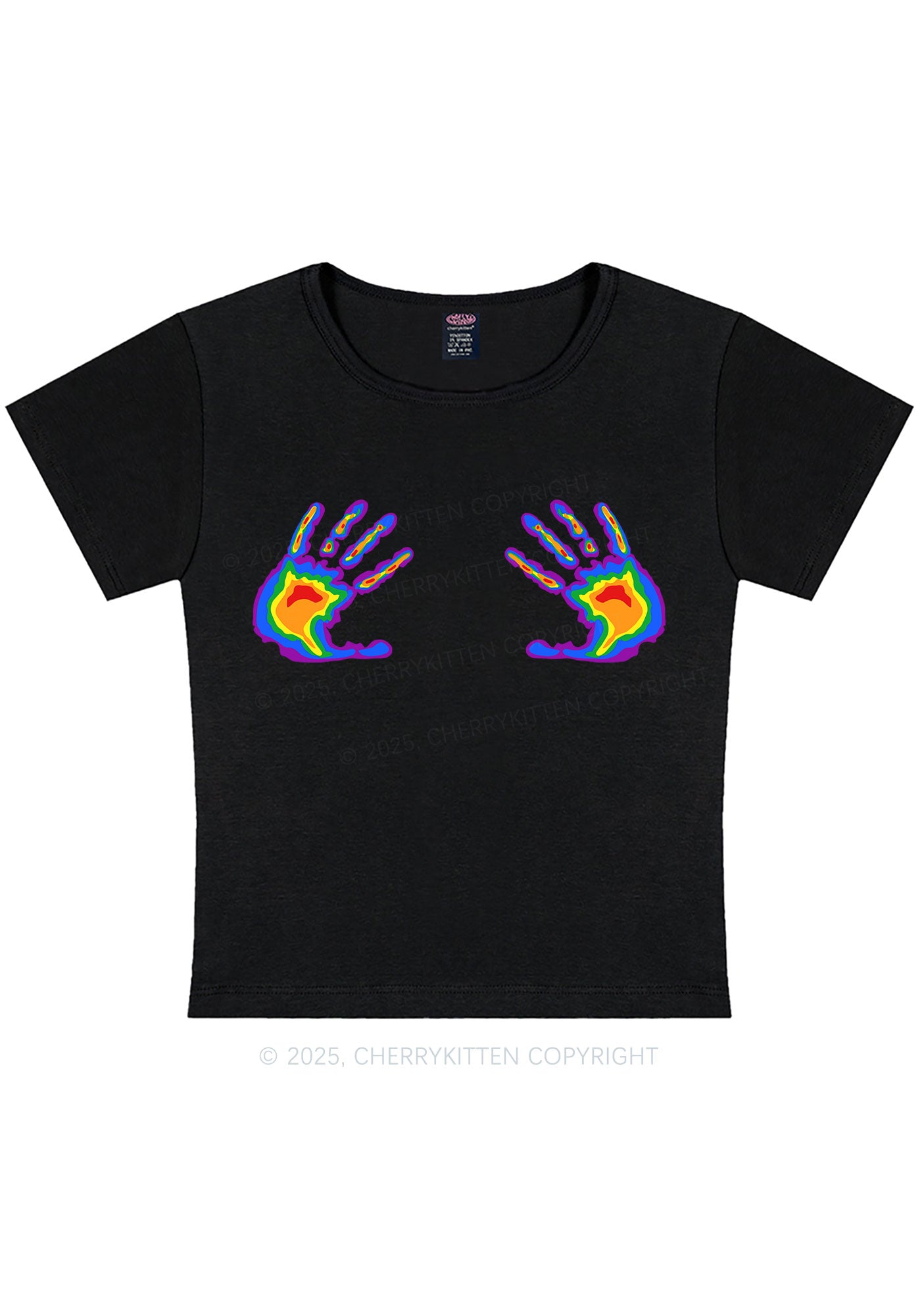 Pride Thermal Hands Y2K Baby Tee Cherrykitten