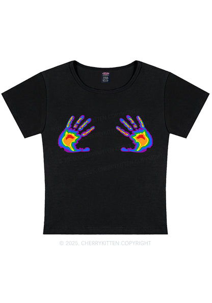 Pride Thermal Hands Y2K Baby Tee Cherrykitten