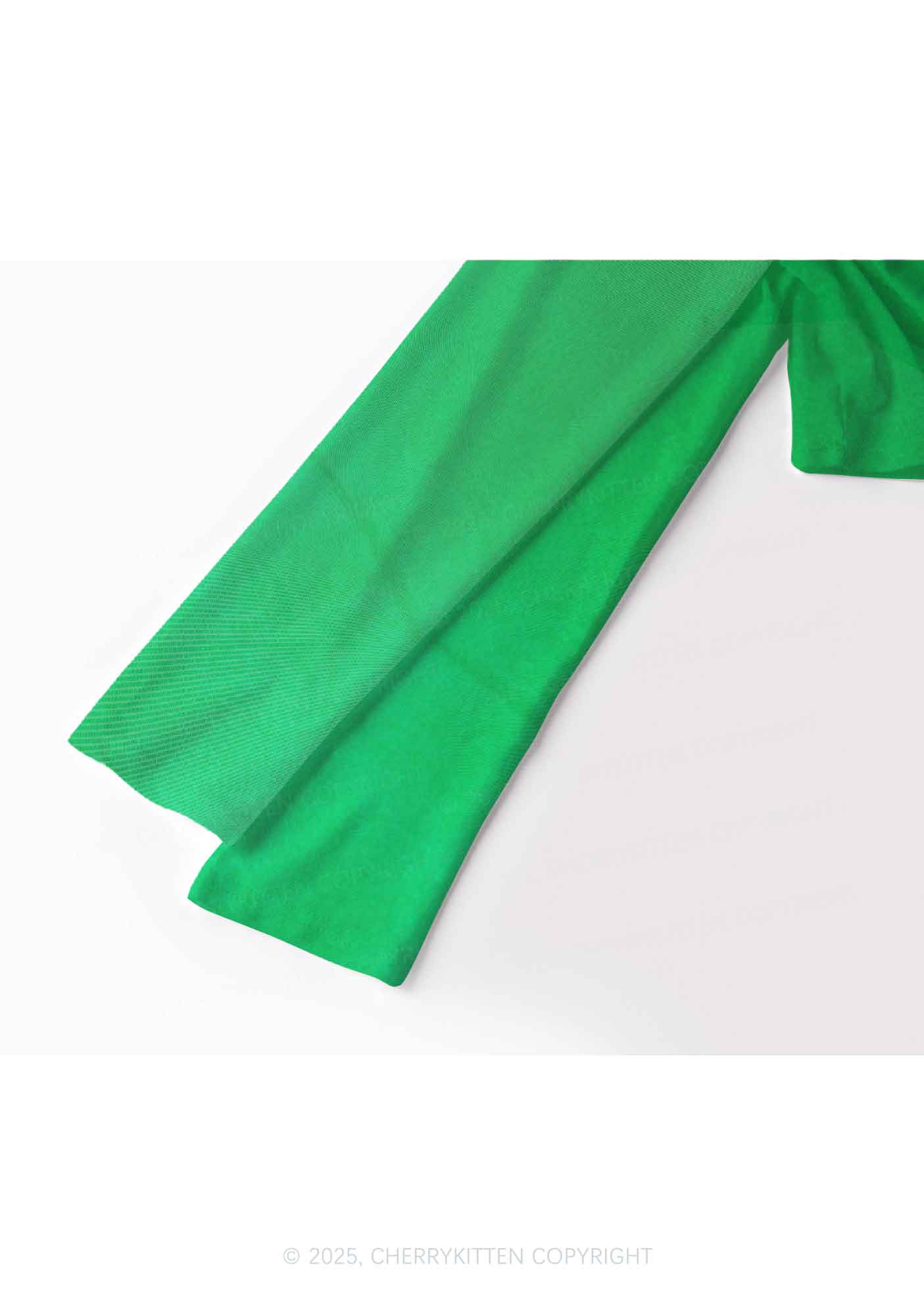Lucky Cat St Patricks Y2K Mesh Long Sleeve Crop Top Cherrykitten