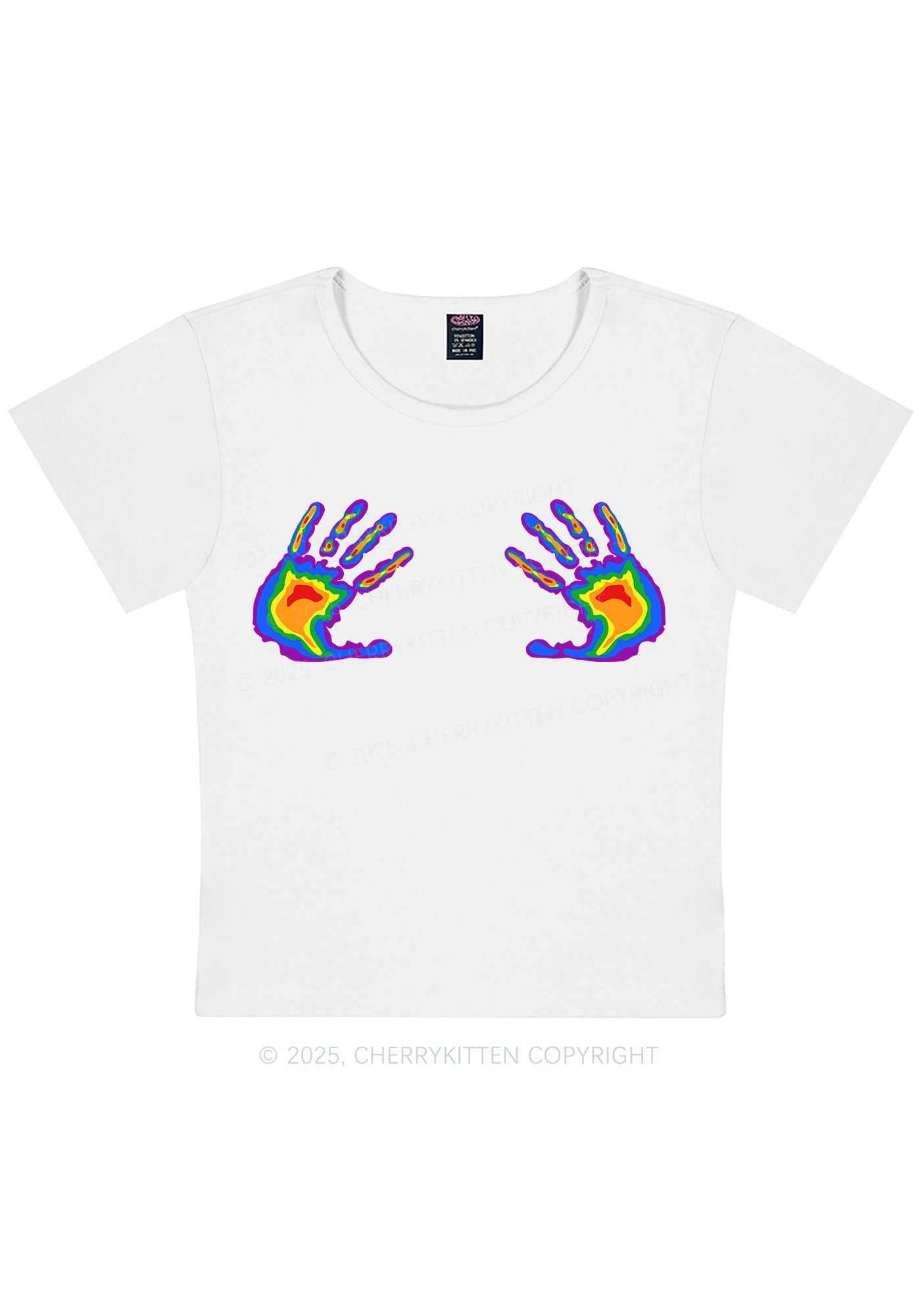 Pride Thermal Hands Y2K Baby Tee Cherrykitten
