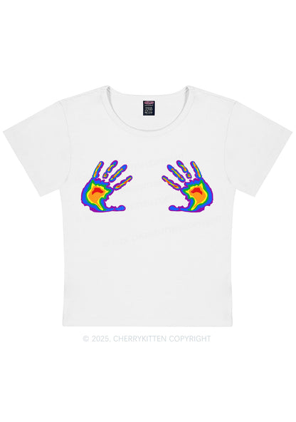 Pride Thermal Hands Y2K Baby Tee Cherrykitten