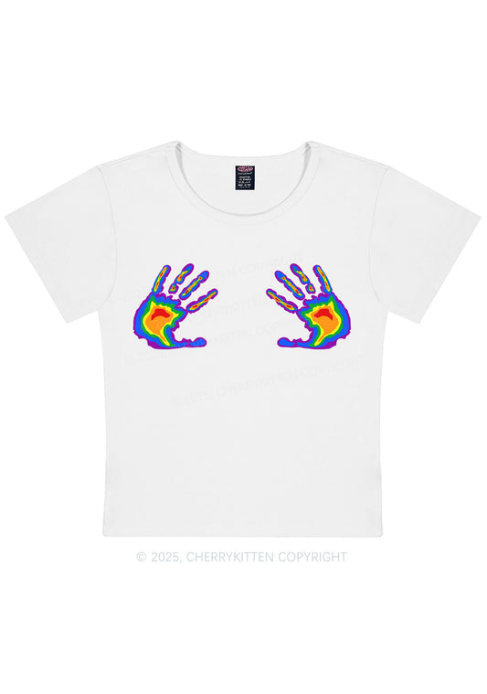 Pride Thermal Hands Y2K Baby Tee Cherrykitten