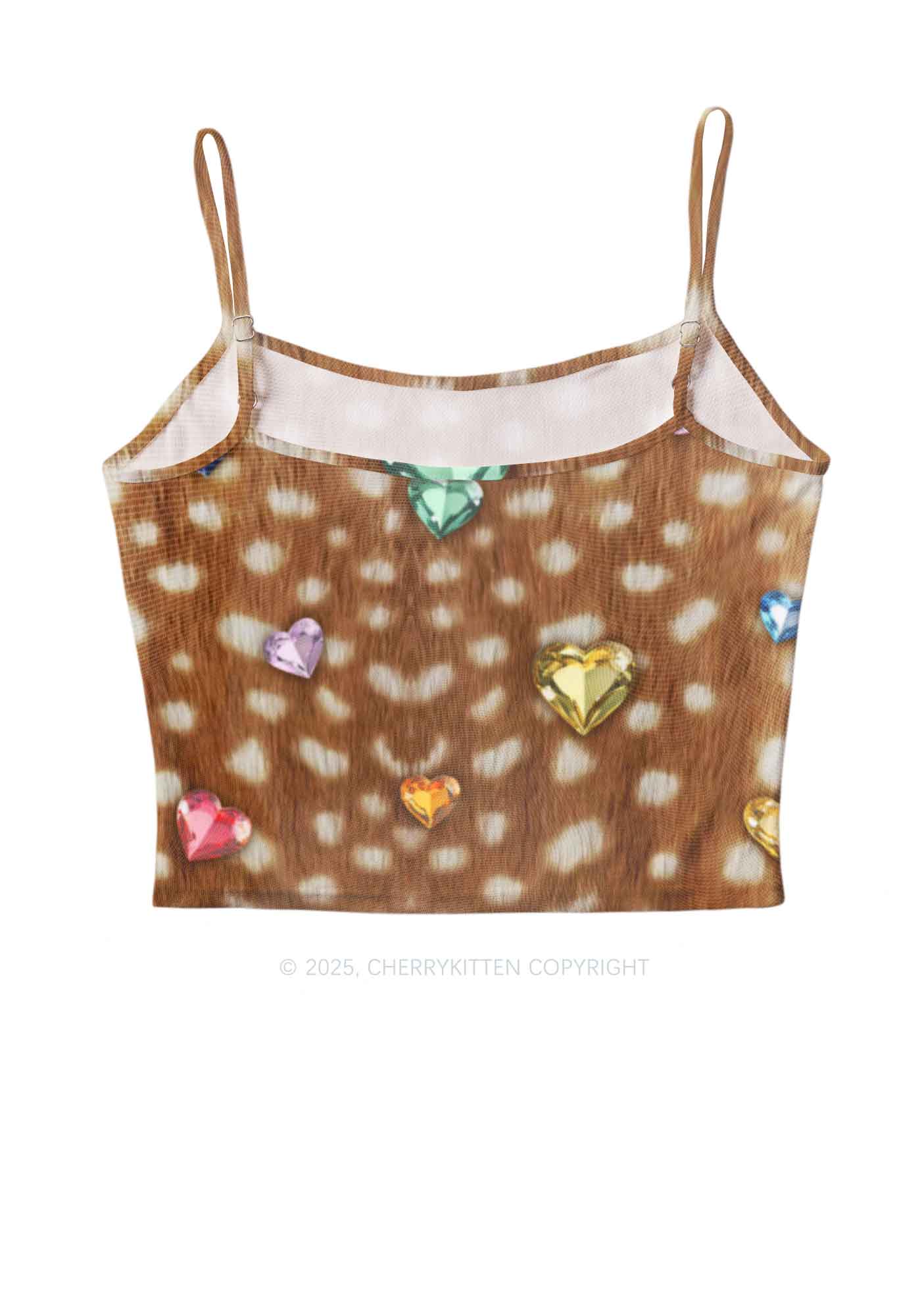 Leopard With Gems Y2K Mesh Cami Tank Cherrykitten