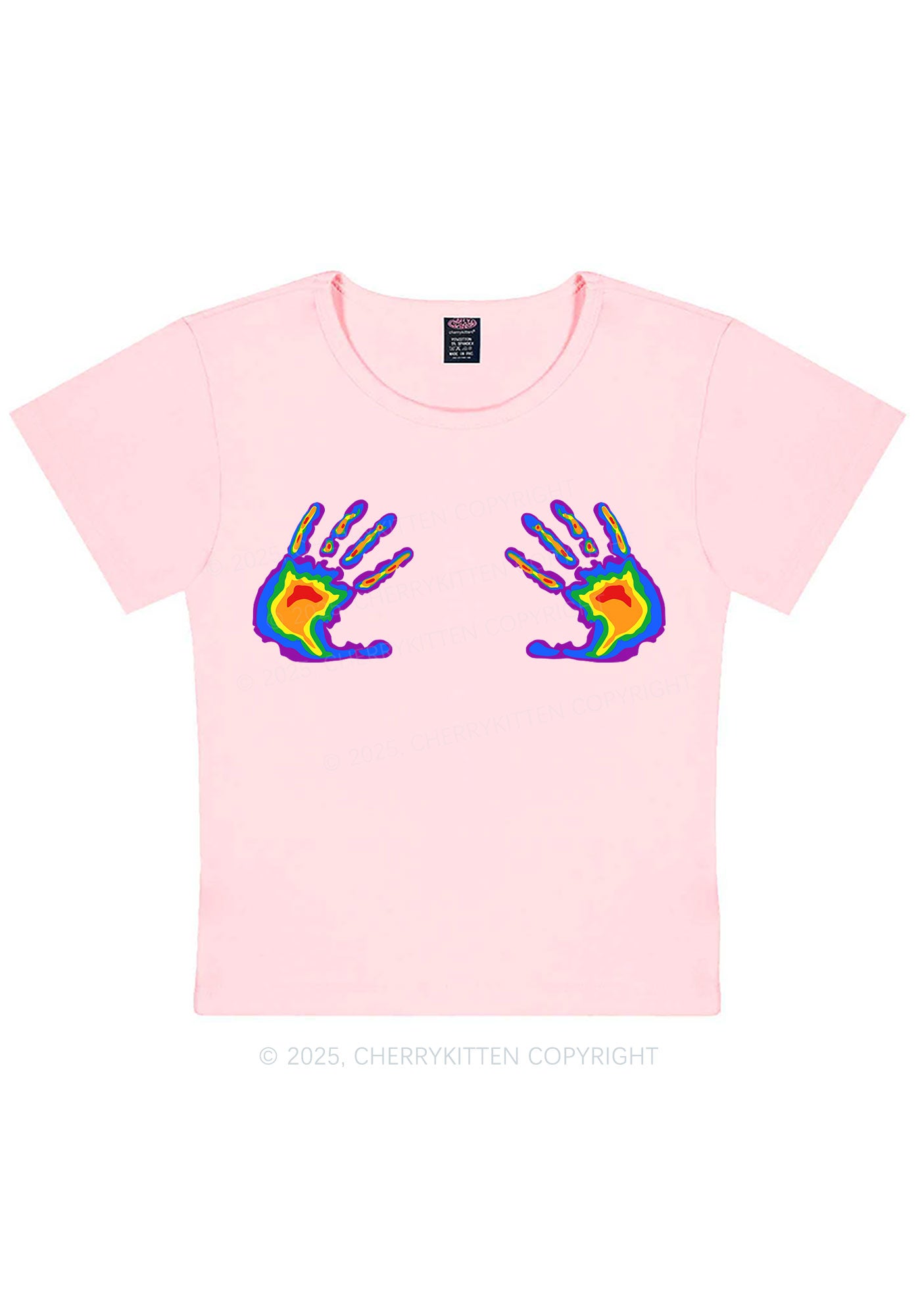 Pride Thermal Hands Y2K Baby Tee Cherrykitten