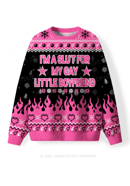 Slxt For My Gay BF Y2K Christmas Knit Sweatshirt Cherrykitten