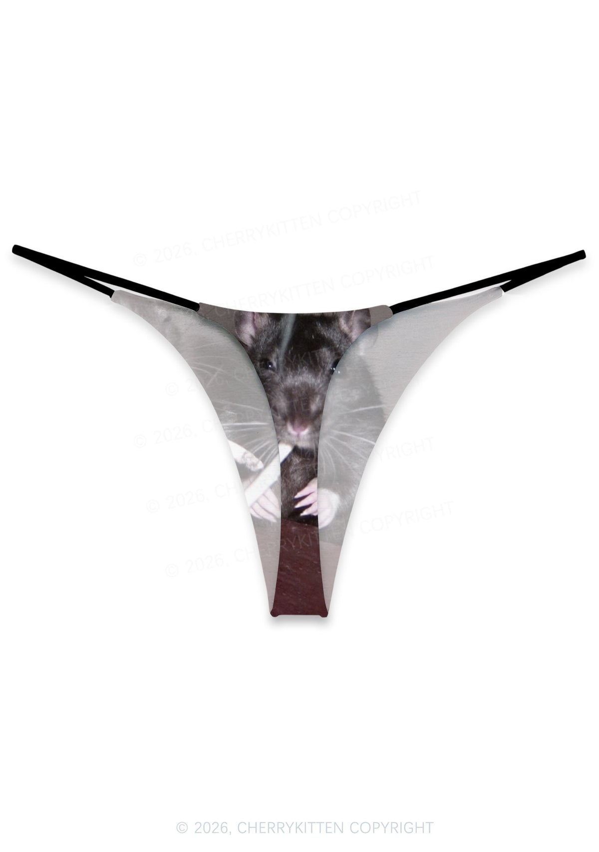Smoking Rats Y2K Print Bikini String Thong Cherrykitten