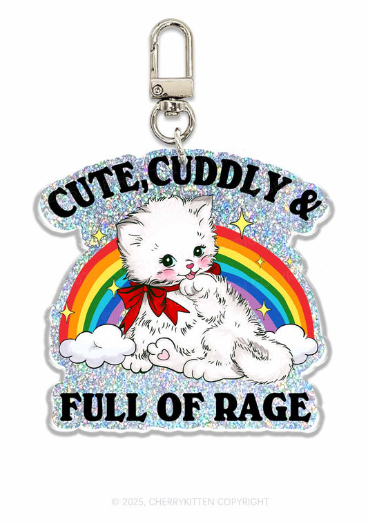 Cuddly Cat Full Of Rage 1Pc Y2K Glitter Keychain Cherrykitten