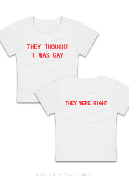 I Was Gay Two Sides Y2K Baby Tee Cherrykitten