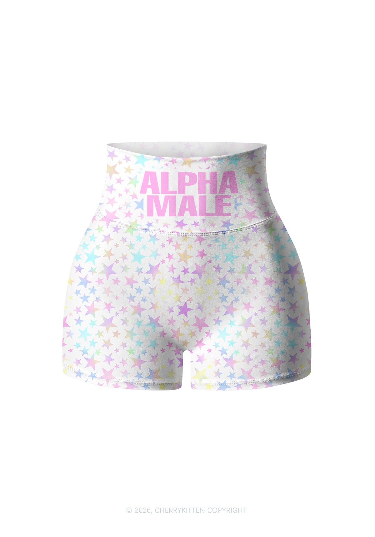 Pastel Star Alpha Male Y2K Print Gym Shorts Cherrykitten