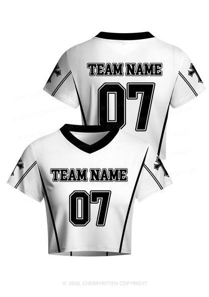 Custom Team Name Y2K Crop Football Jersey Shirts Cherrykitten