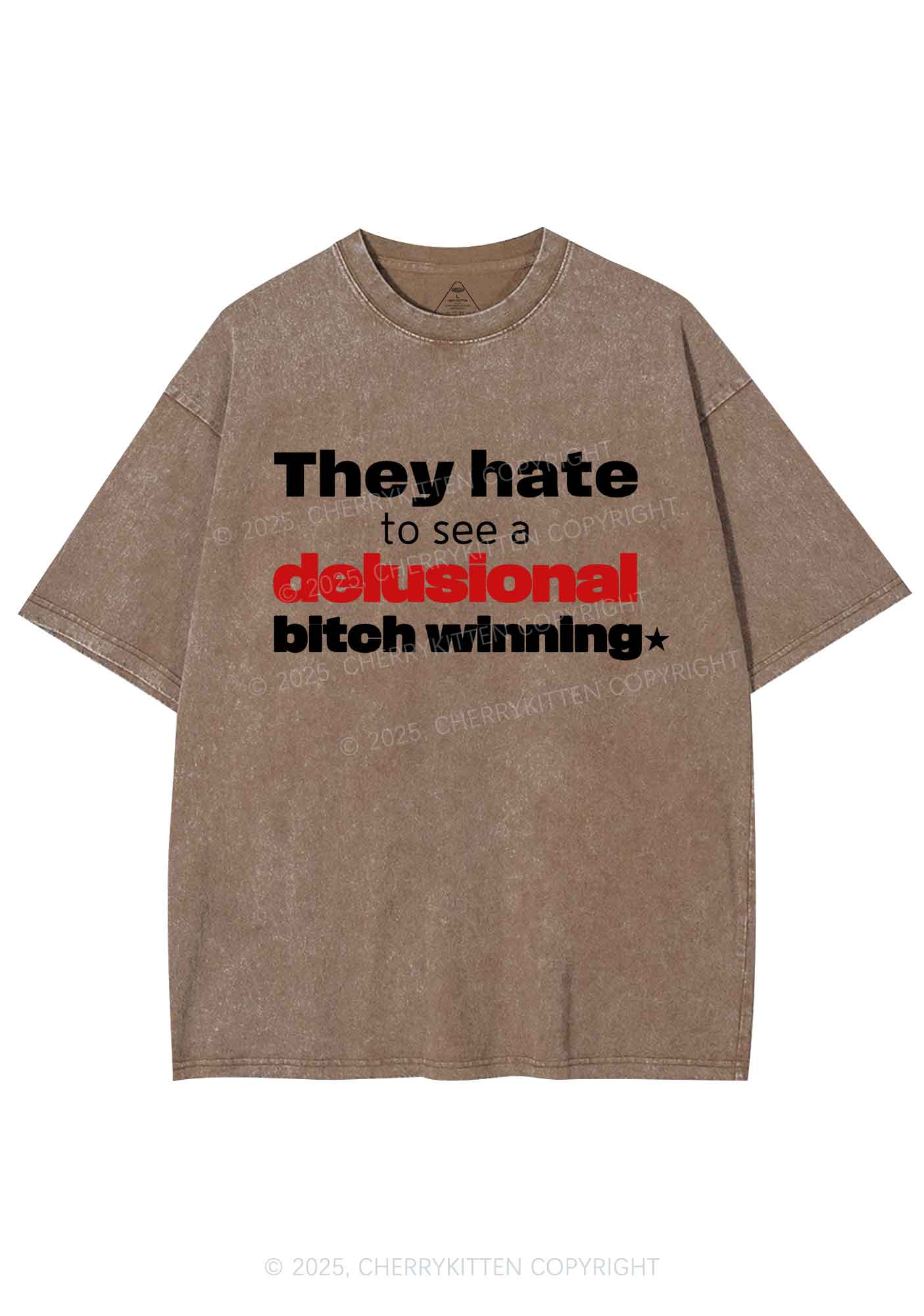 Delusional Bxtch Winning Y2K Shirts Washed Tee Cherrykitten