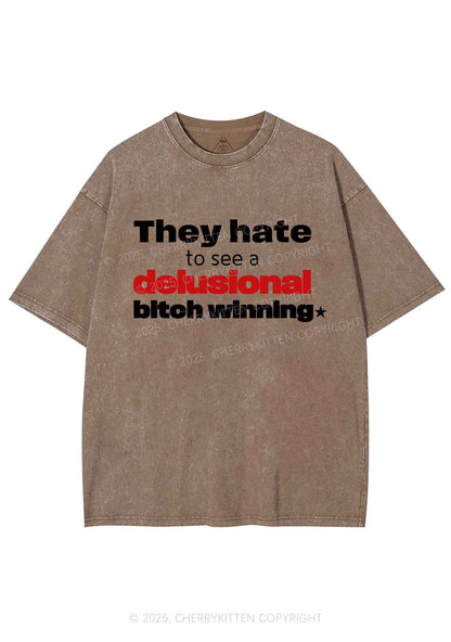 Delusional Bxtch Winning Y2K Shirts Washed Tee Cherrykitten