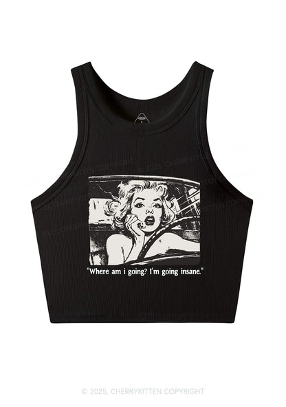 Woman Going Insane Y2K Crop Tank Top Cherrykitten